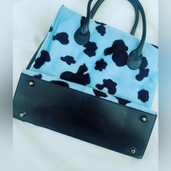 Vtg Y2K Copper Key Cow Print Faux Fur & Faux Leather Purse - Picture 4 of 5